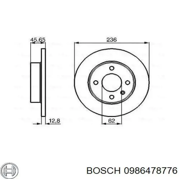 Передние тормозные диски 0986478776 Bosch