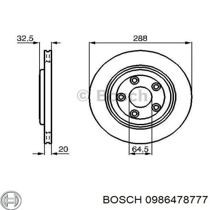 Disco de freno trasero 0986478777 Bosch