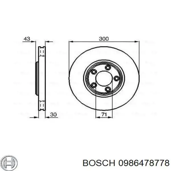 0 986 478 778 Bosch диск тормозной передний