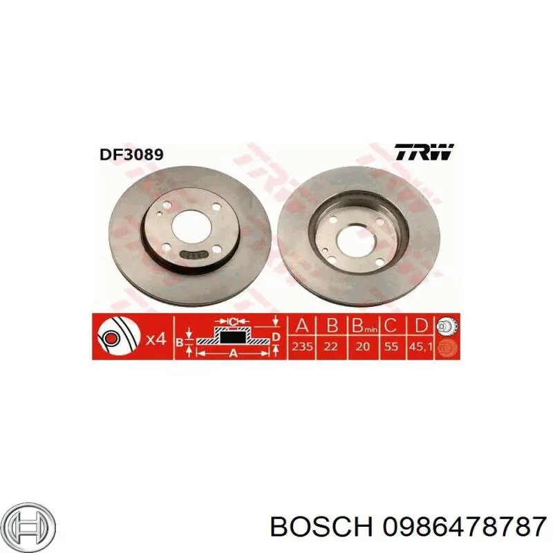 Купить 0986478787 Bosch Ротор тормозной