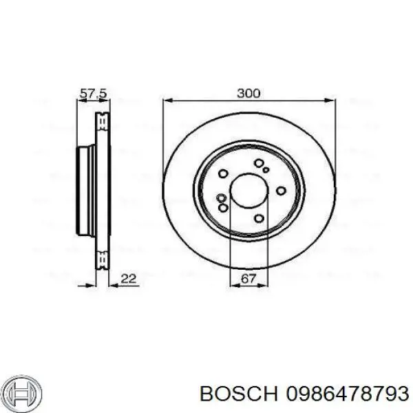 0 986 478 793 Bosch диск тормозной задний