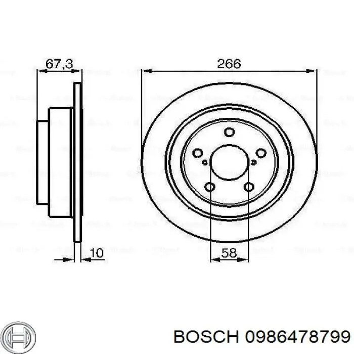0 986 478 799 Bosch диск тормозной задний