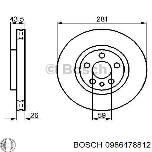 0986478812 Bosch диск тормозной передний