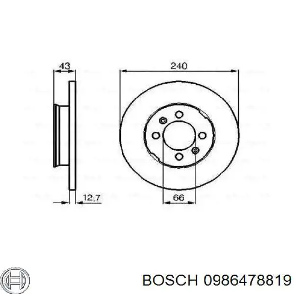 Передние тормозные диски 0986478819 Bosch