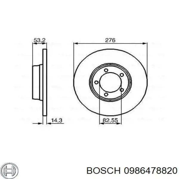 Передние тормозные диски 0986478820 Bosch