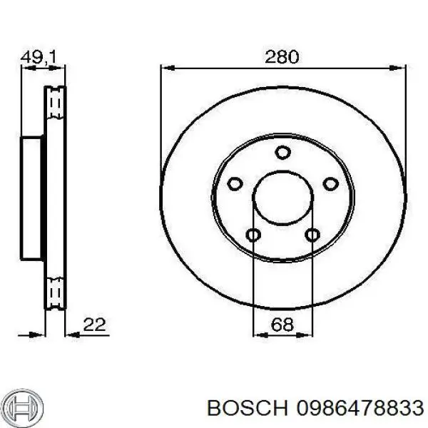 0986478833 Bosch диск тормозной передний