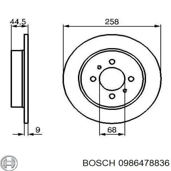 Disco de freno trasero 0986478836 Bosch