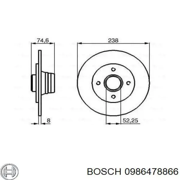0986478866 Bosch диск тормозной задний