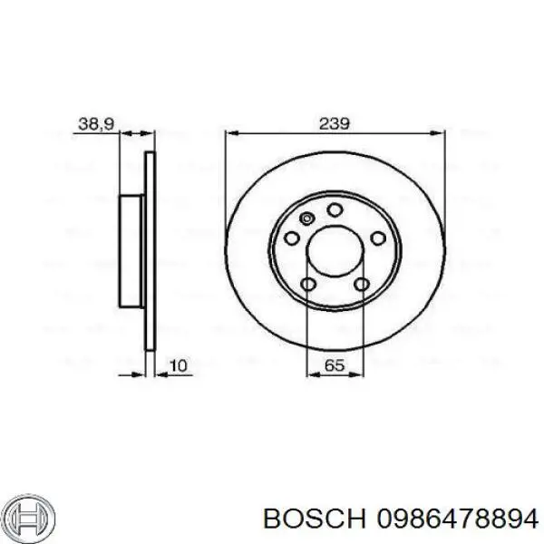 0 986 478 894 Bosch диск тормозной задний