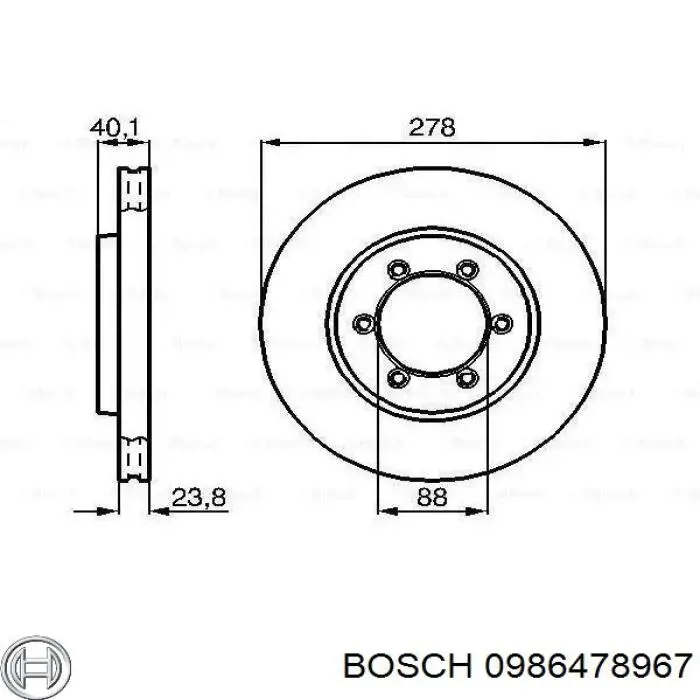 Передние тормозные диски 0986478967 Bosch