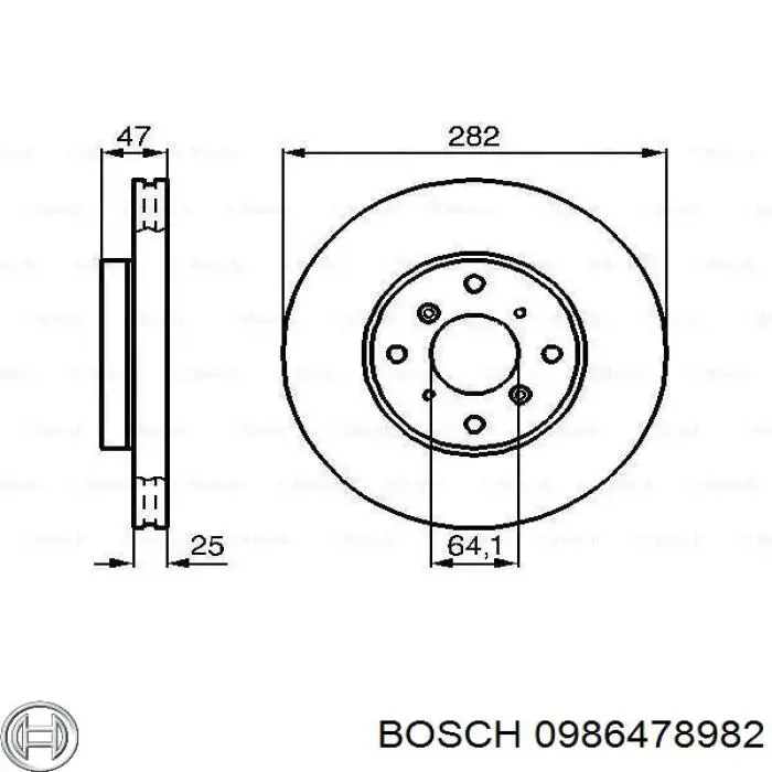 Передние тормозные диски 0986478982 Bosch