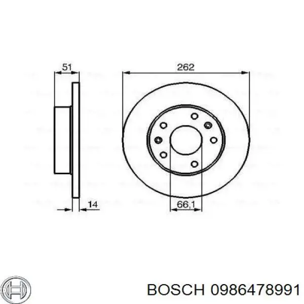 Передние тормозные диски 0986478991 Bosch