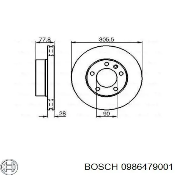 Передний тормозной диск Bosch 0986479001
