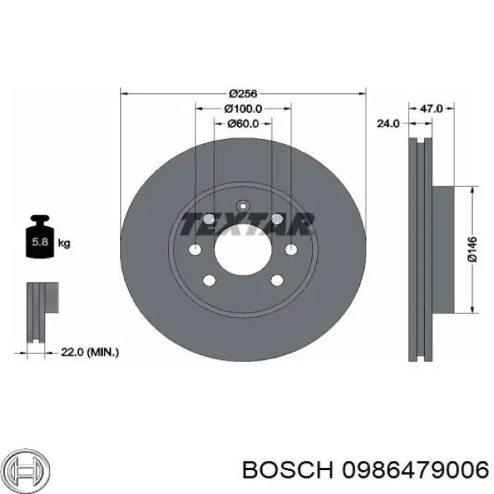 Передние тормозные диски 0986479006 Bosch