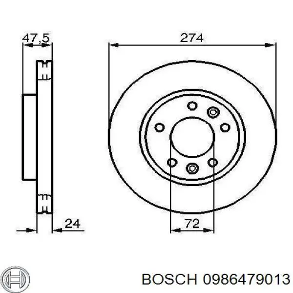 Freno de disco delantero 0986479013 Bosch
