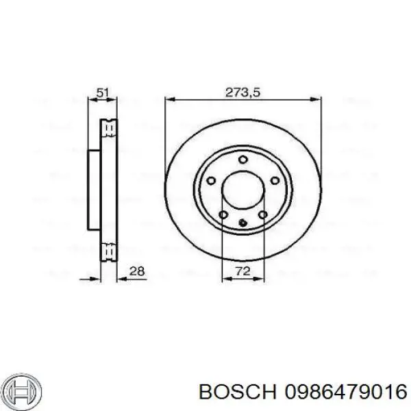 Передние тормозные диски 0986479016 Bosch