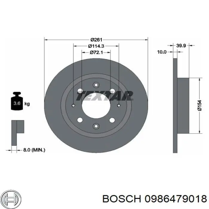 Задний тормозной диск Bosch 0986479018 цена, от 27.51 USD