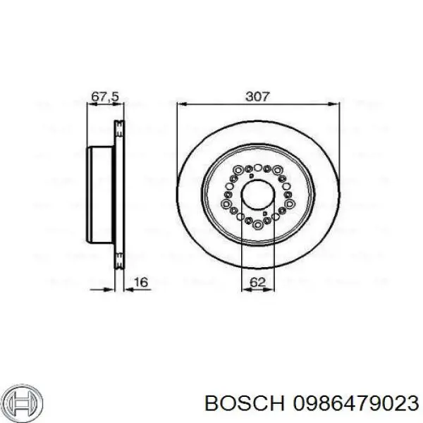 0986479023 Bosch диск тормозной задний