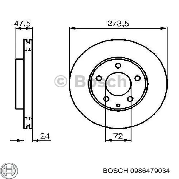 0 986 479 034 Bosch диск тормозной передний