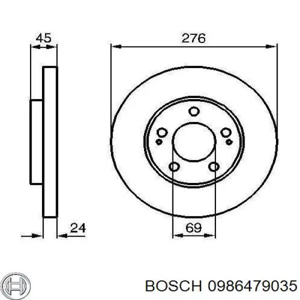 Freno de disco delantero 0986479035 Bosch