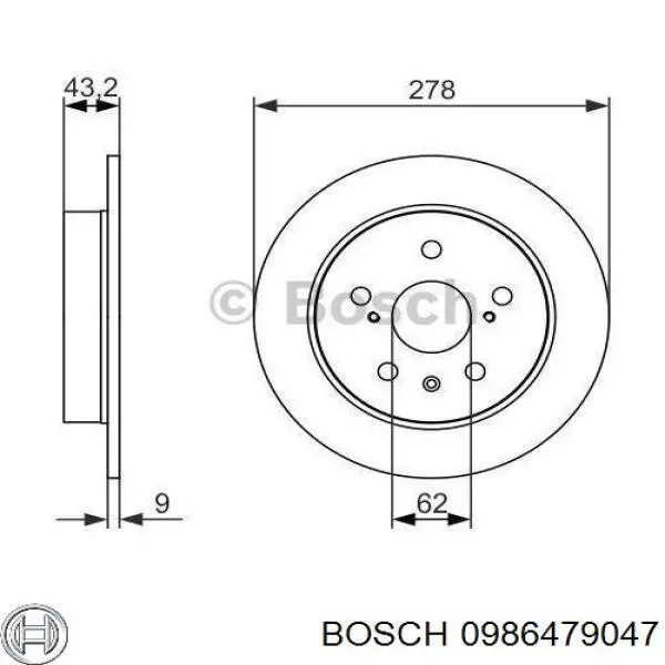 Disco de freno trasero 0986479047 Bosch