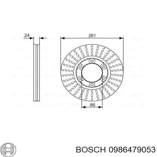 Передние тормозные диски 0986479053 Bosch