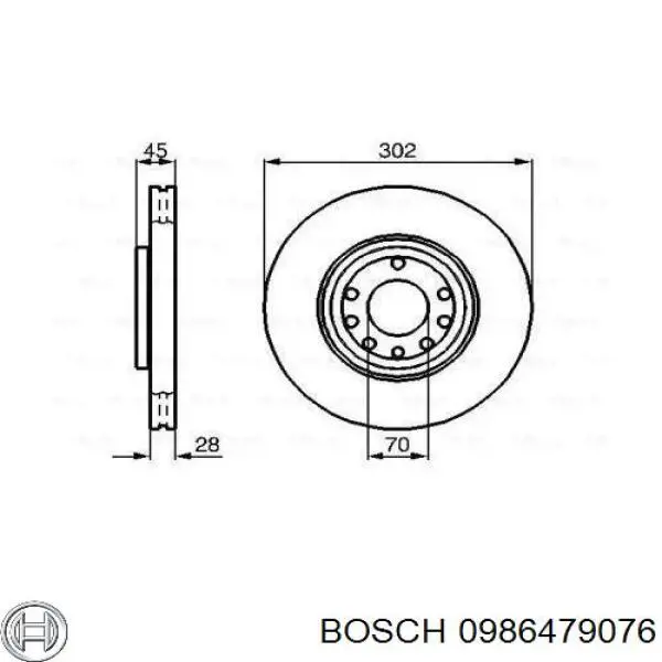 Freno de disco delantero 0986479076 Bosch