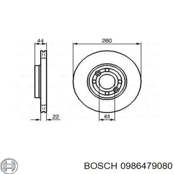 Передние тормозные диски 0986479080 Bosch