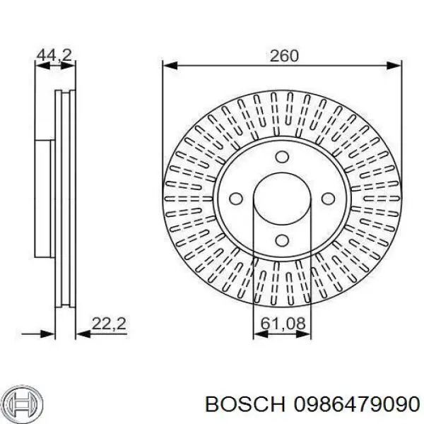 Передние тормозные диски 0986479090 Bosch