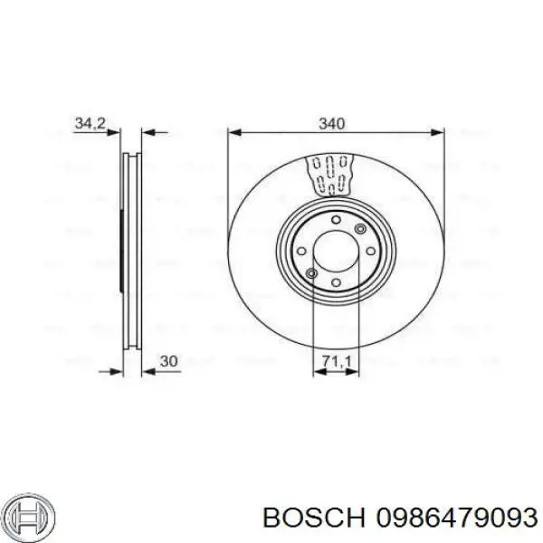 Передние тормозные диски 0986479093 Bosch