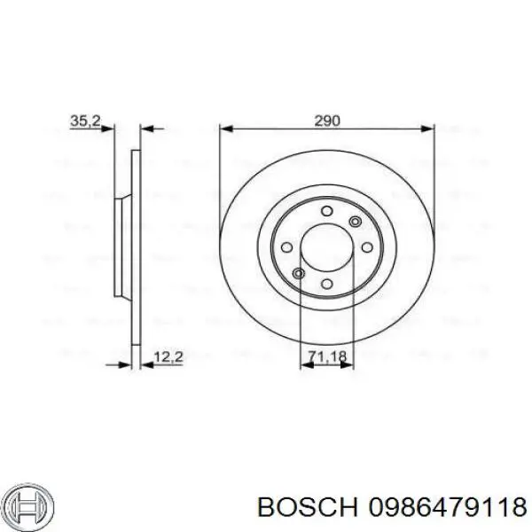 0986479118 Bosch диск тормозной задний