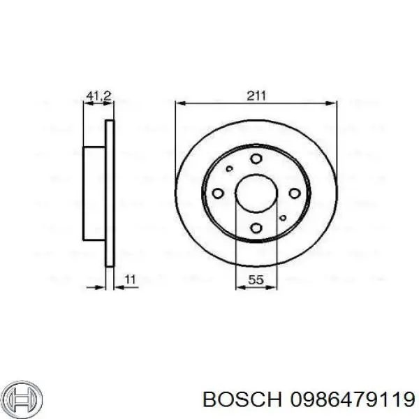 0986479119 Bosch диск тормозной передний