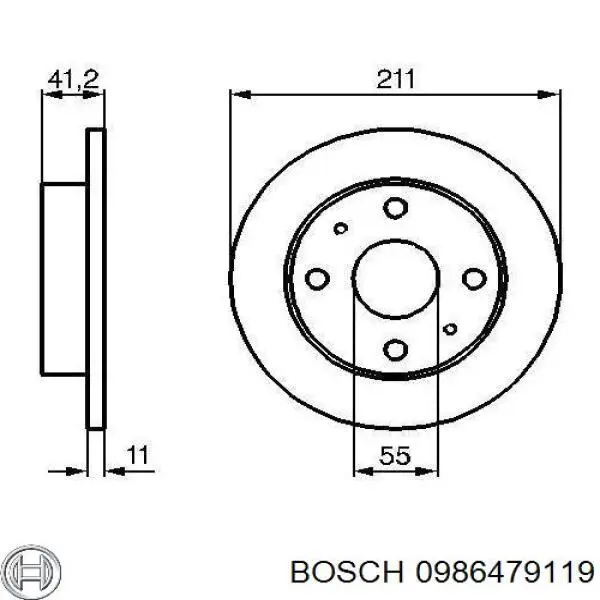 Freno de disco delantero 0986479119 Bosch