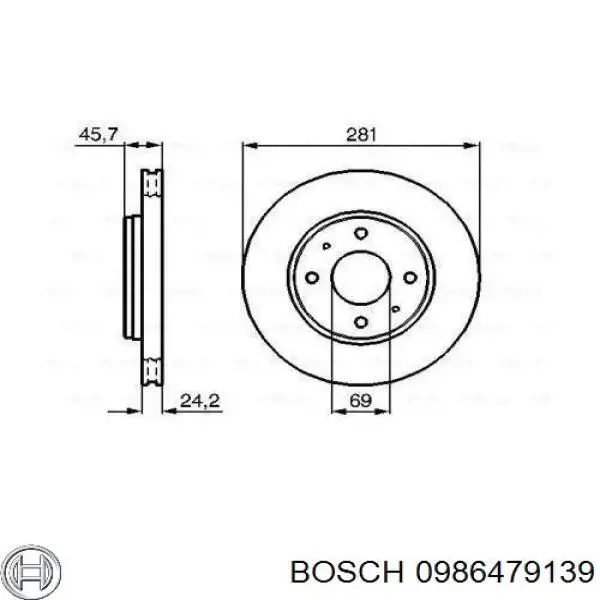 Передние тормозные диски 0986479139 Bosch