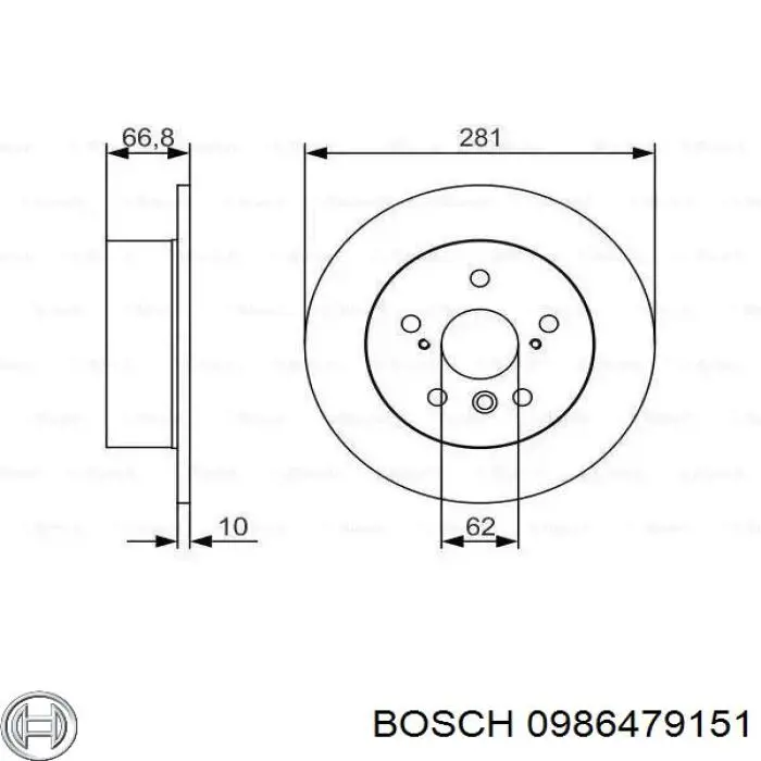 Тормозные диски 0986479151 Bosch