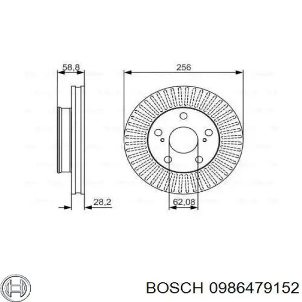 Передние тормозные диски 0986479152 Bosch