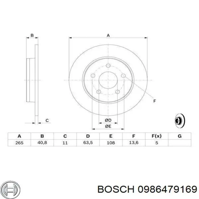 Задний тормозной диск Bosch 0986479169 цена, от 28.01 USD