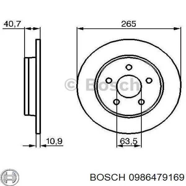 Задний дисковый тормоз Bosch 0986479169