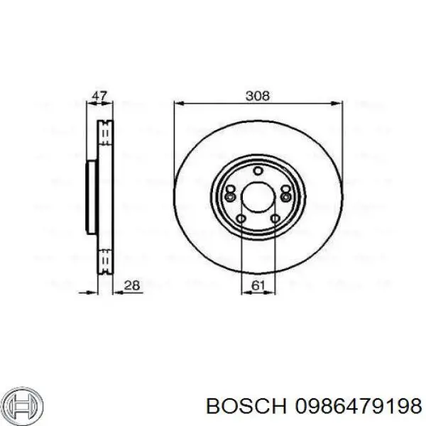 0 986 479 198 Bosch диск тормозной передний