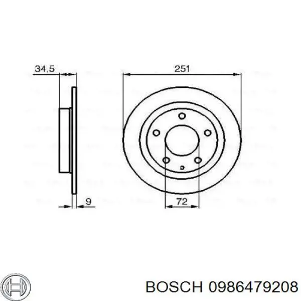 Тормозные диски 0986479208 Bosch