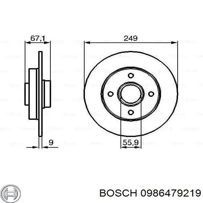 Тормозные диски 0986479219 Bosch