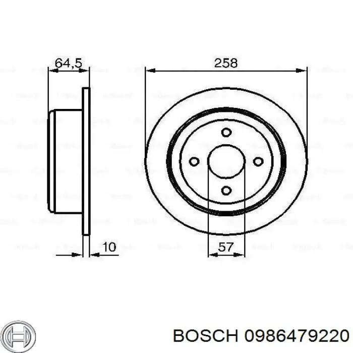 Тормозные диски 0986479220 Bosch