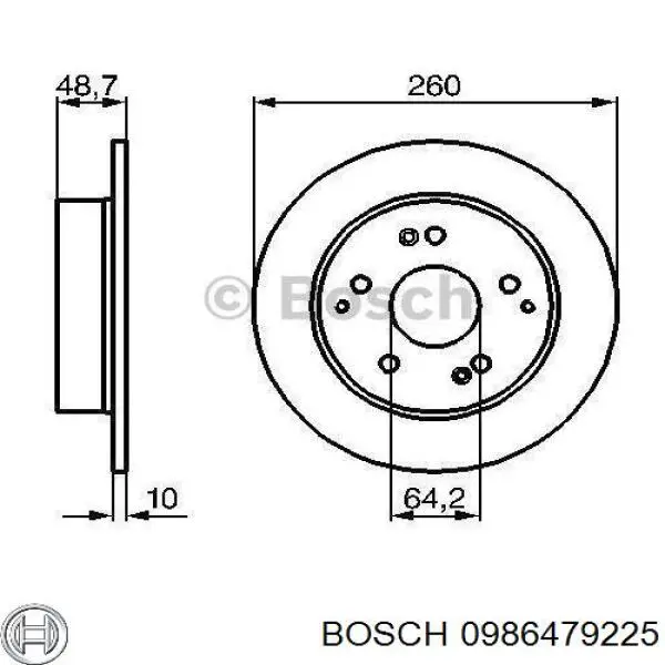 0 986 479 225 Bosch диск тормозной задний