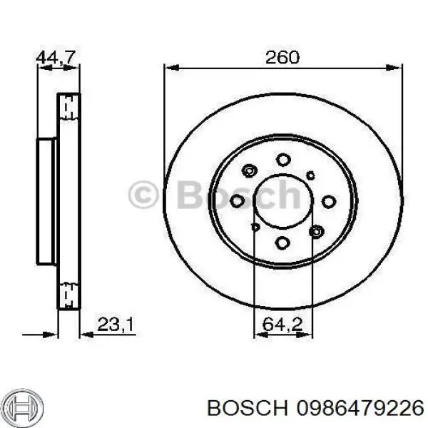 Диск гальмівний передній 0986479226 Bosch