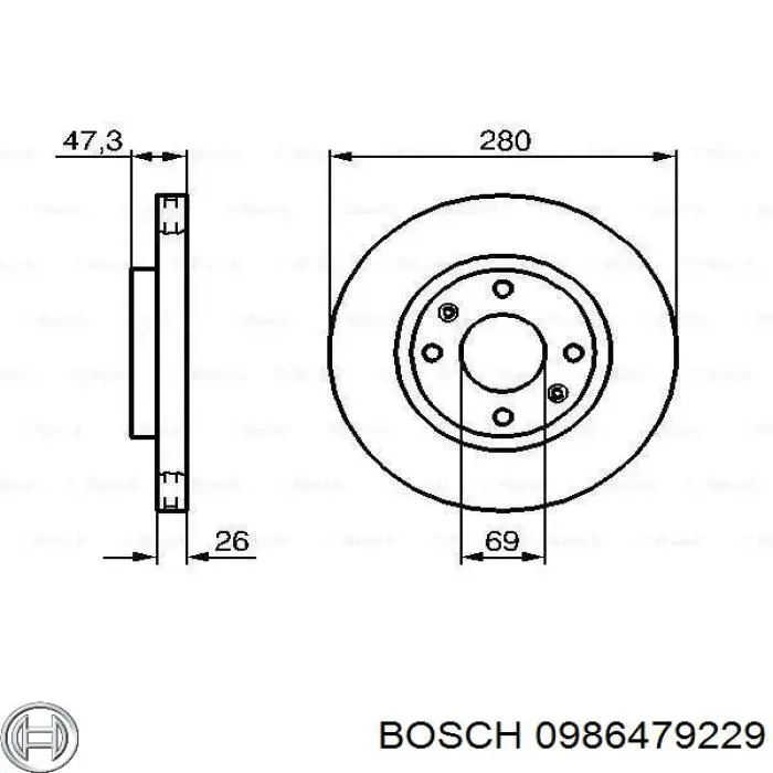 0986479229 Bosch диск тормозной передний