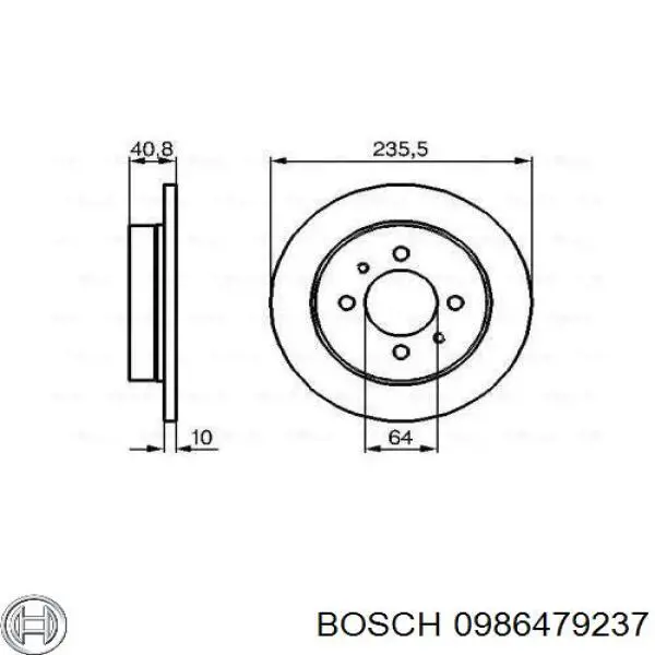 0986479237 Bosch диск тормозной задний