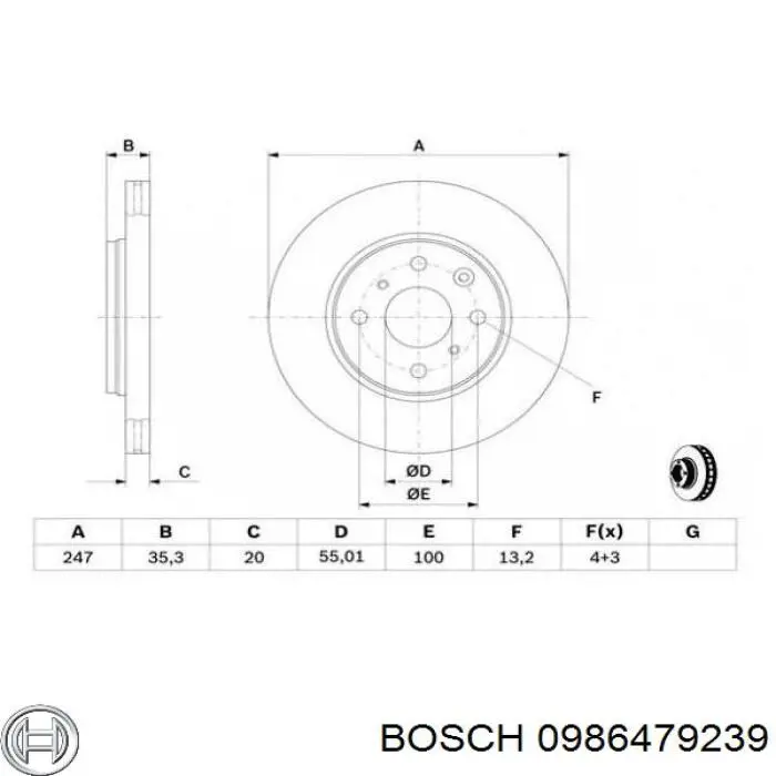 0986479239 Bosch передние тормозные диски