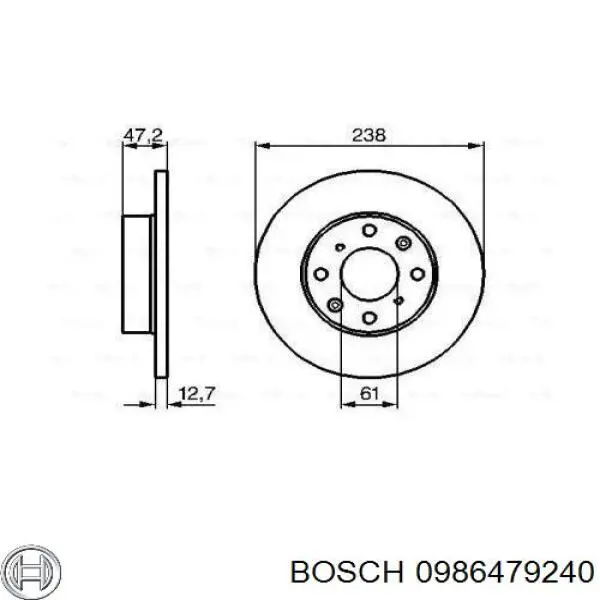 Передние тормозные диски 0986479240 Bosch