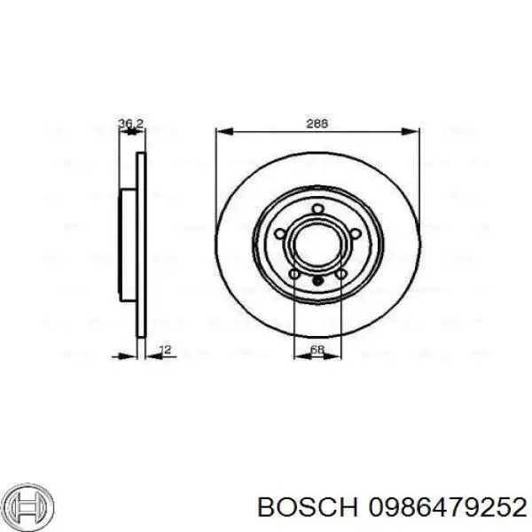 Disco de freno trasero 0986479252 Bosch