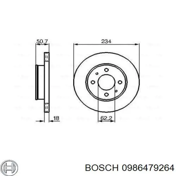 0 986 479 264 Bosch диск тормозной передний